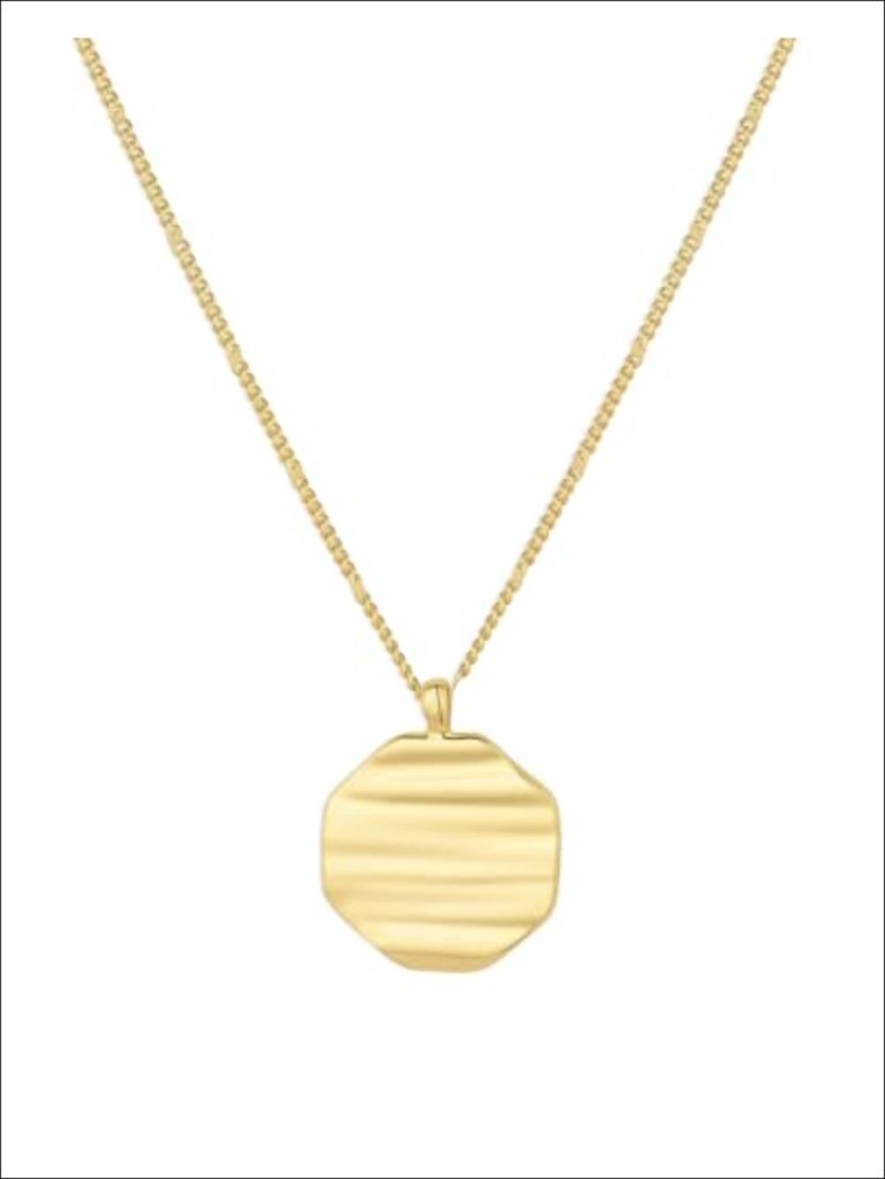 18k Gold Plated Brass Pendant Necklace Ocean Sunset Coin Charm Layering